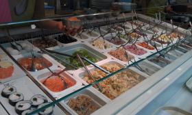 Placa de venda refrigerada para sandes, saladas e sushi